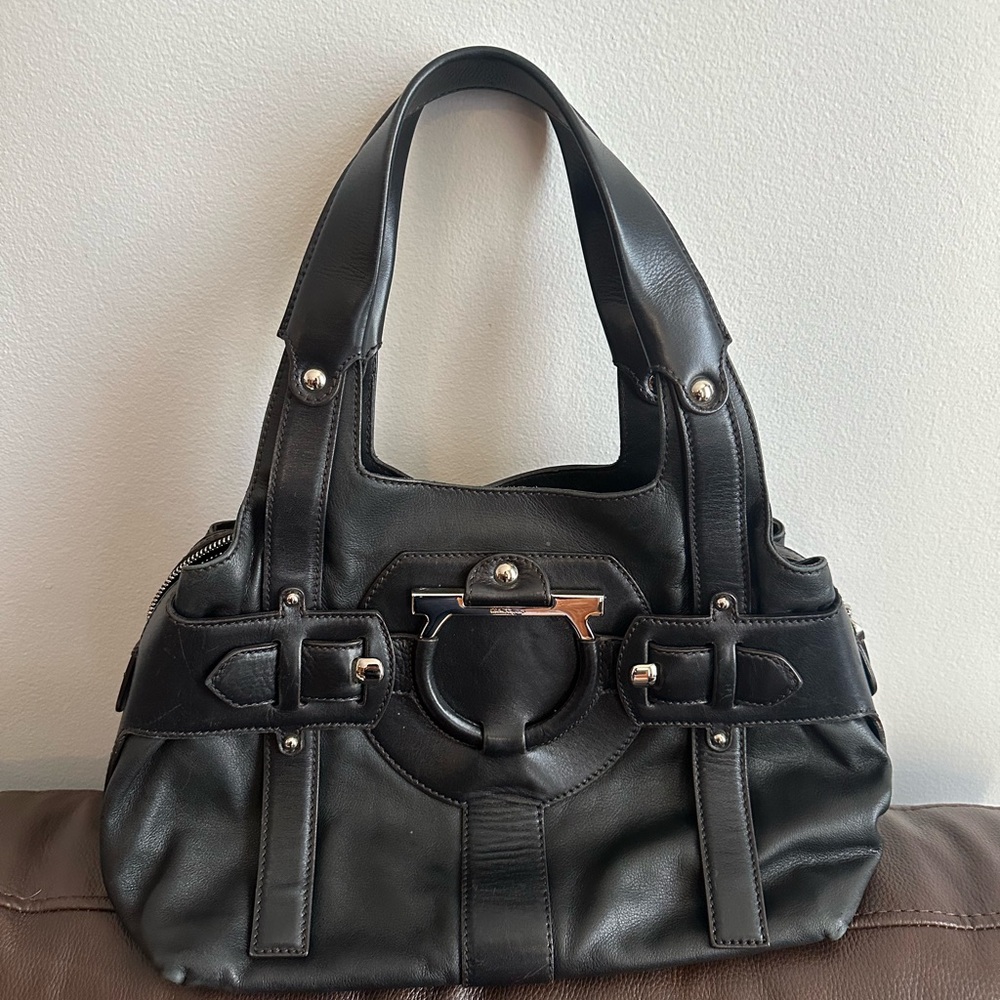 Salvatore ferragamo black leather bag